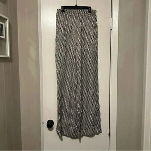 Zara geometric wide leg pants black cream green size S